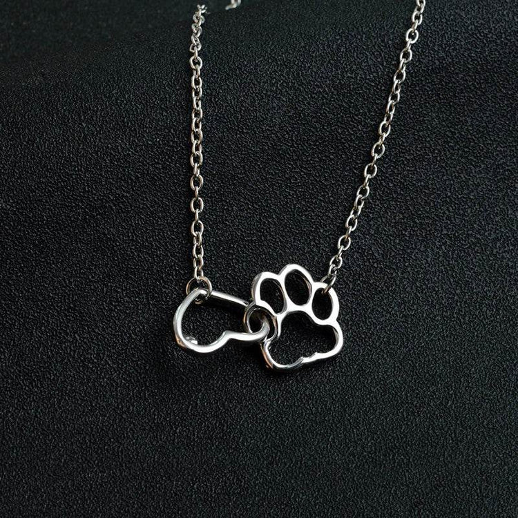 Heart & Dog Paw Charm Necklace Puppy Foot Print Lover Pet Jewelry Best Gifts for Women - The Max & Rex Collection
