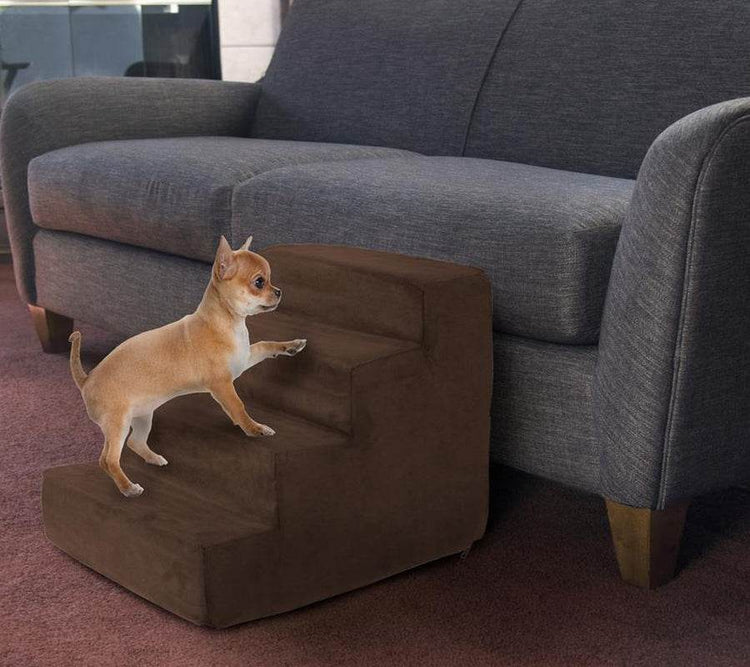 4-Step Pet Foam Stairs for Small Dogs & Cats - Non-Slip Pet Steps with Washable Cover | Supports Up to 25 lbs - The Max & Rex Collection