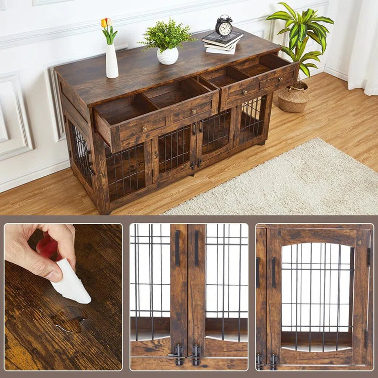 Dog Crate Furniture with Openable Partition