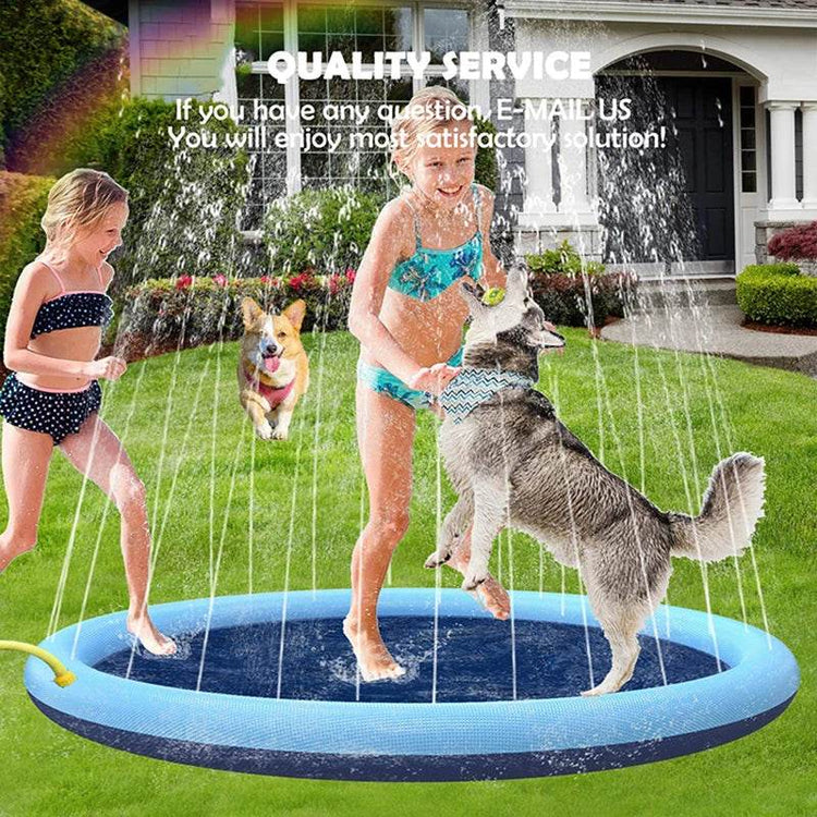 Dog Water Play Mat Splash Pad PVC Interactive Pet Toy for Outdoor Summer Cooling Fun Reusable Crawling Mat - The Max & Rex Collection