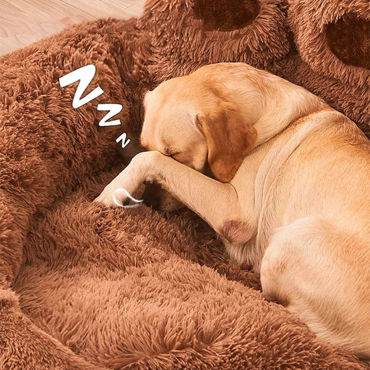 Big Paw Plush Pet Sofa Bed – Washable Dog & Cat Bed with Calming Raised Edges (Small to XL) - The Max & Rex Collection