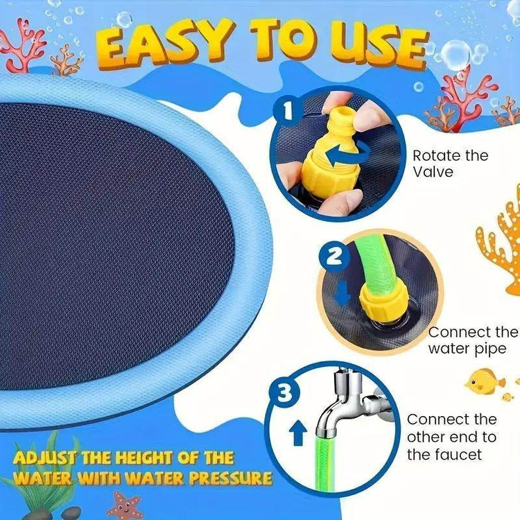 Round Spray Water Pad - Durable Pet Sprinkler Toy for Dogs | Interactive Outdoor Summer Water Play Mat - The Max & Rex Collection