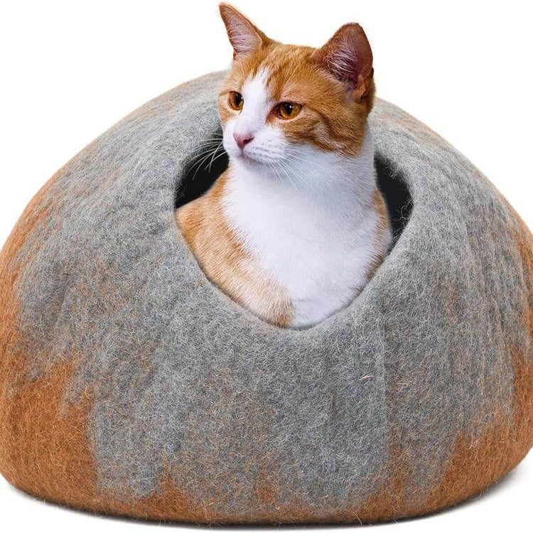Premium Merino Wool Cat Cave - Handcrafted Felt Cat Bed Made from 100% Pure Merino Wool in Nepal - The Max & Rex Collection
