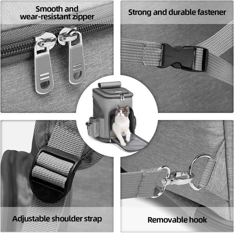 GJEASE Airline Approved Pet Carrier Backpack with Wheels(Large Space),Rolling Backpack with Durable Handle and Flexible Wheels,Breathable Durable Mesh Panels(Most Airplane Approved)