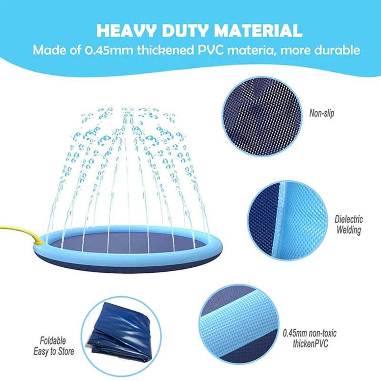 Dog Water Play Mat Splash Pad PVC Interactive Pet Toy for Outdoor Summer Cooling Fun Reusable Crawling Mat - The Max & Rex Collection