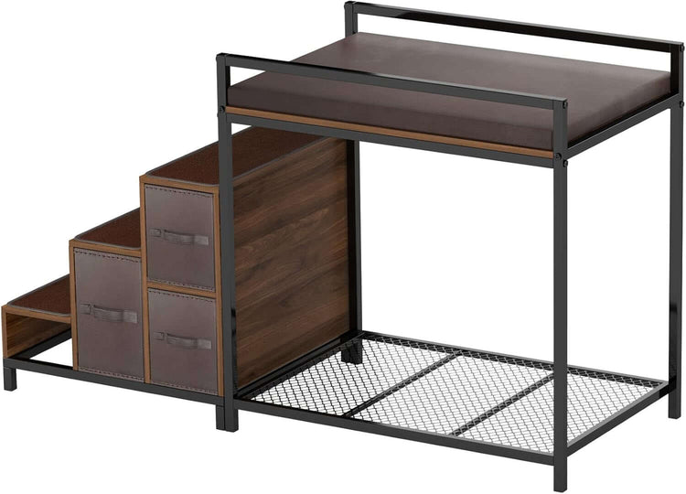 GDLF Bunk Beds Window Perch for Dogs Bedside Lounge Elevated Dog Bed Multi-Level Platform with Foam Upholstery, Non-Slip Pad and Storage
