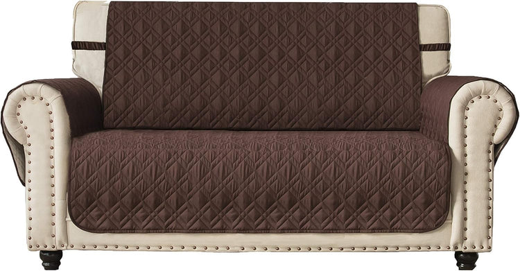 Ameritex Loveseat Cover Water-Resistant Quilted Furniture Protector with Back Nonslip Paws Slipcover for Dogs, Kids, Pets Loveseat Slipcover Stay in Place for Leather (54", Beige)
