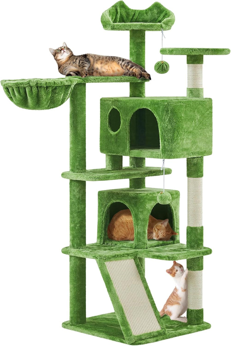 Topeakmart 57 Inches Multi-Level Cat Tree Cat Condo with Scratching Posts Kittens Activity Tower Pet Play House Furniture
