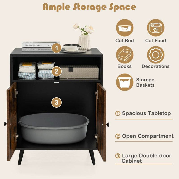 Rustic-Modern Cat Litter Cabinet with Extra Storage - The Max & Rex Collection
