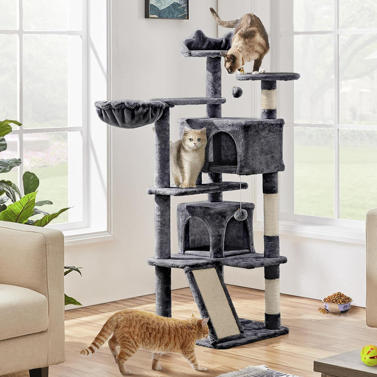 Topeakmart 57 Inches Multi-Level Cat Tree Cat Condo with Scratching Posts Kittens Activity Tower Pet Play House Furniture