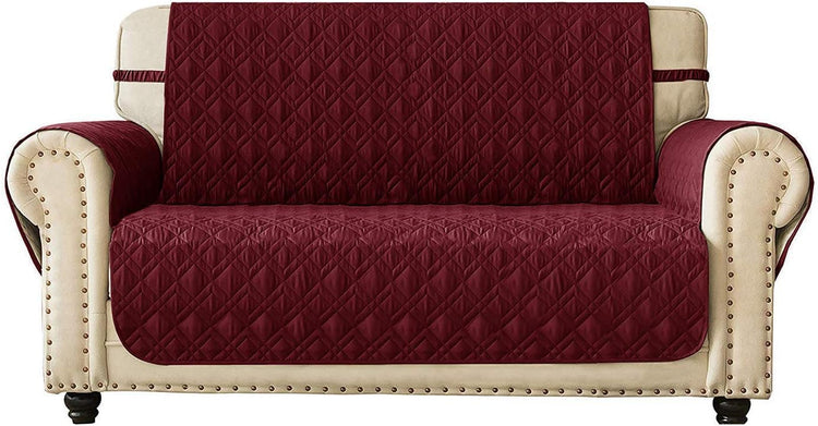 Ameritex Loveseat Cover Water-Resistant Quilted Furniture Protector with Back Nonslip Paws Slipcover for Dogs, Kids, Pets Loveseat Slipcover Stay in Place for Leather (54", Beige)