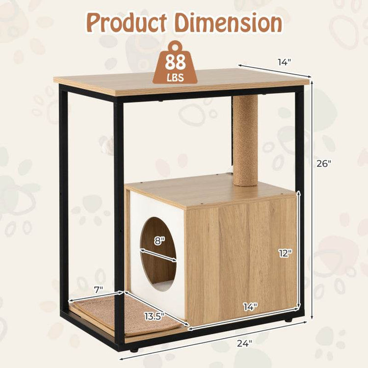 Modern Cat End Table with Scratching Post - The Max & Rex Collection