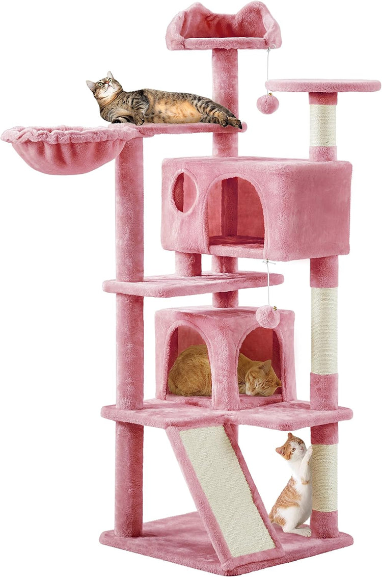 Topeakmart 57 Inches Multi-Level Cat Tree Cat Condo with Scratching Posts Kittens Activity Tower Pet Play House Furniture