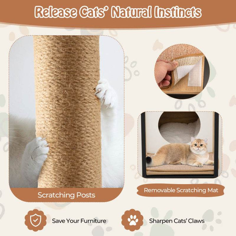 Modern Cat End Table with Scratching Post - The Max & Rex Collection