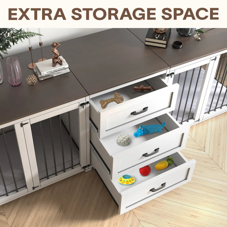 Furniture Style Wooden Dog Crate with 3 Drawers