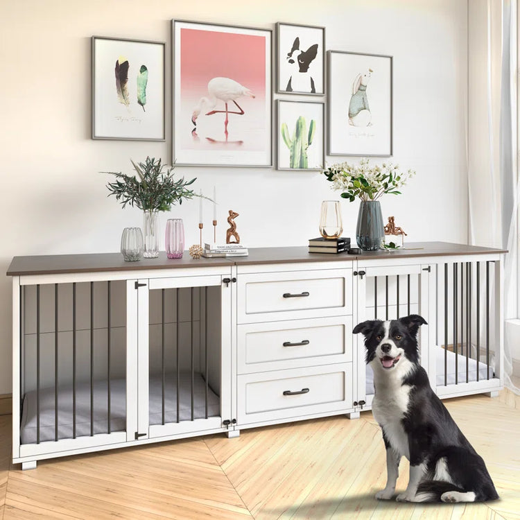 Furniture Style Wooden Dog Crate with 3 Drawers