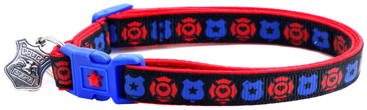 Fire & Police Badges Cat Collar – Breakaway Safety Collar for Cats & Kittens - The Max & Rex Collection