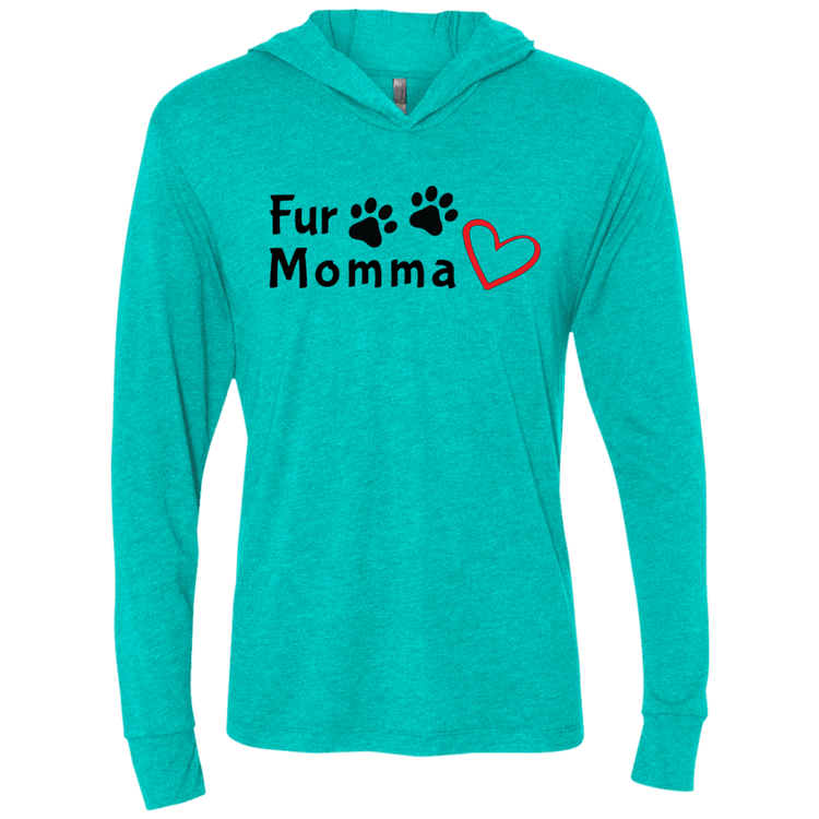 Fur Momma Tri-Blend Hooded T-Shirt β Soft Unisex Hoodie with Paw Print & Heart - The Max & Rex Collection