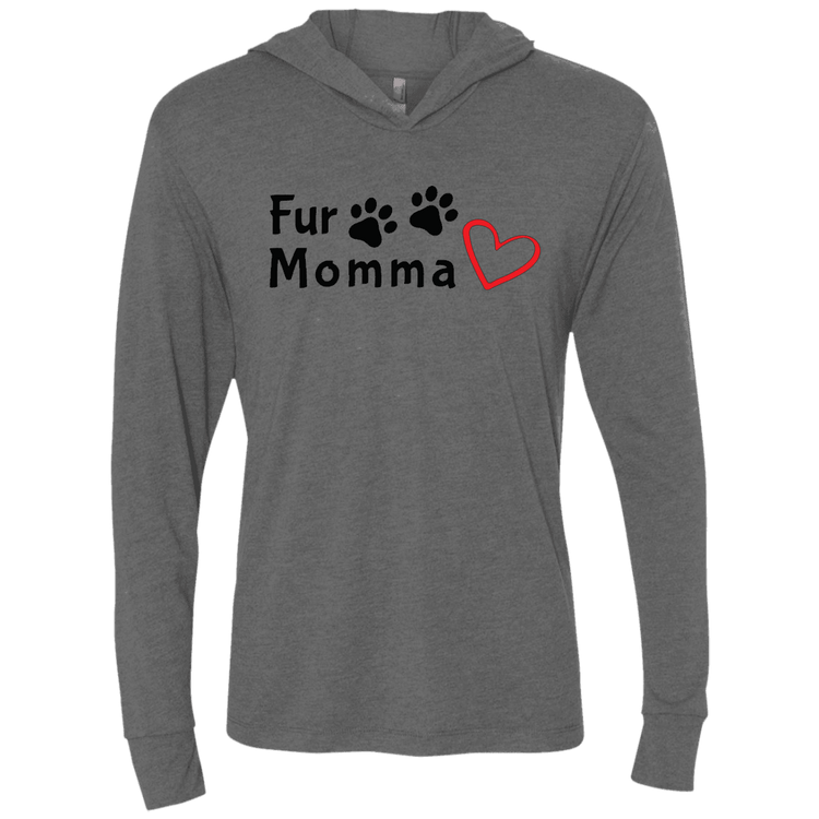 Fur Momma Tri-Blend Hooded T-Shirt β Soft Unisex Hoodie with Paw Print & Heart - The Max & Rex Collection