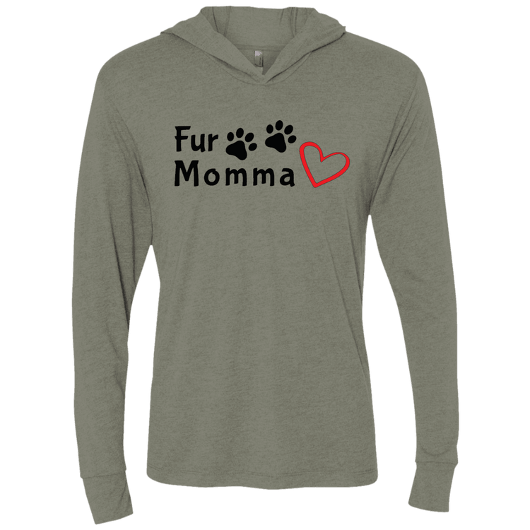 Fur Momma Tri-Blend Hooded T-Shirt β Soft Unisex Hoodie with Paw Print & Heart - The Max & Rex Collection