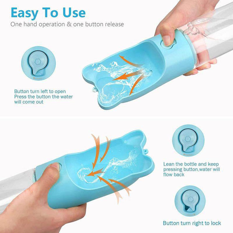 Portable Dog Water Bottle with Carbon Filter - 13.5oz Leak-Proof Pet Travel Water Dispenser | Lightweight Walking & Hiking Bottle - The Max & Rex Collection