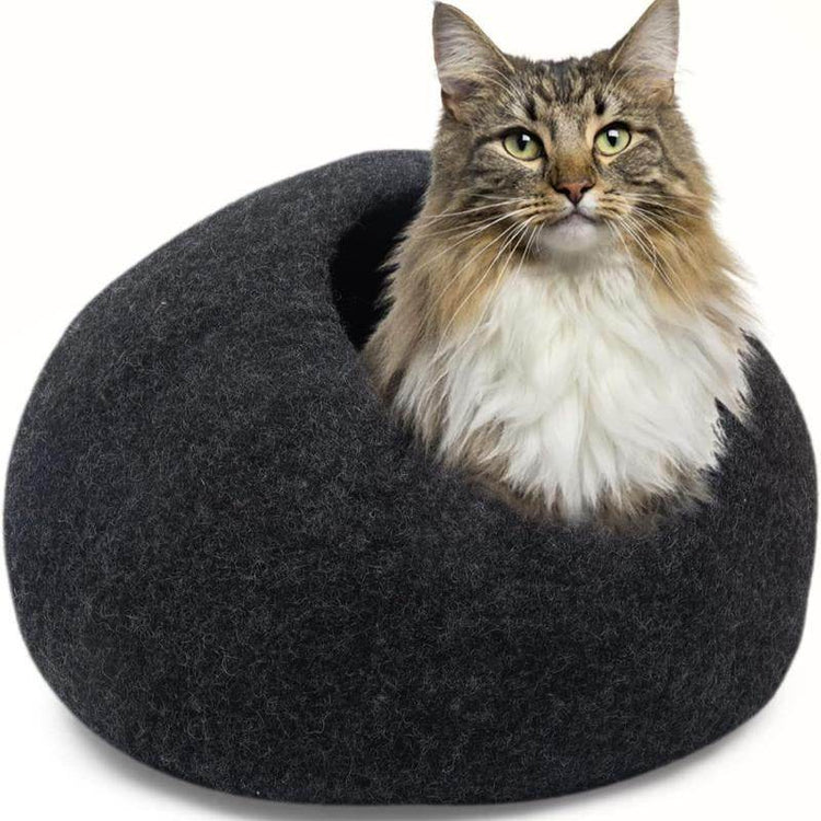 Premium Merino Wool Cat Cave - Handcrafted Felt Cat Bed Made from 100% Pure Merino Wool in Nepal - The Max & Rex Collection