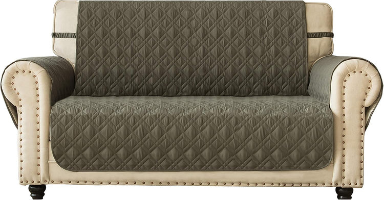 Ameritex Loveseat Cover Water-Resistant Quilted Furniture Protector with Back Nonslip Paws Slipcover for Dogs, Kids, Pets Loveseat Slipcover Stay in Place for Leather (54", Beige)