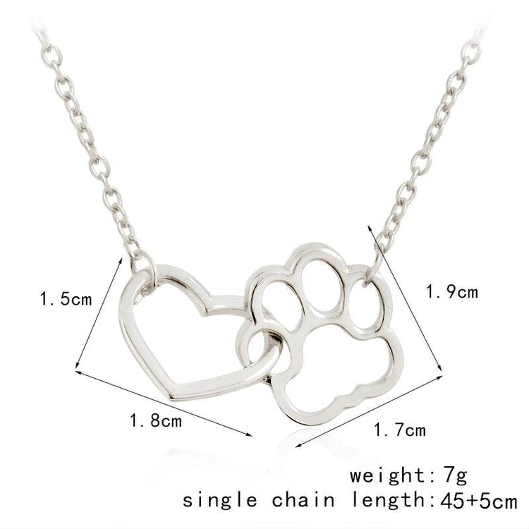 Heart & Dog Paw Charm Necklace Puppy Foot Print Lover Pet Jewelry Best Gifts for Women - The Max & Rex Collection
