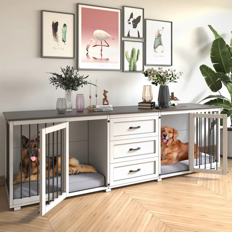 Furniture Style Wooden Dog Crate with 3 Drawers