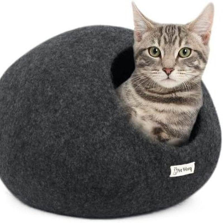 Premium Merino Wool Cat Cave - Handcrafted Felt Cat Bed Made from 100% Pure Merino Wool in Nepal - The Max & Rex Collection