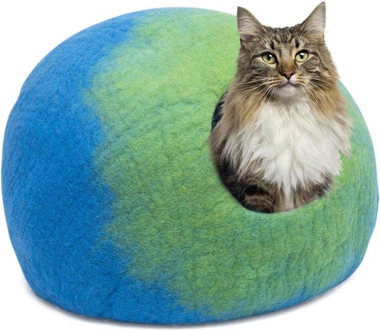 Premium Merino Wool Cat Cave - Handcrafted Felt Cat Bed Made from 100% Pure Merino Wool in Nepal - The Max & Rex Collection