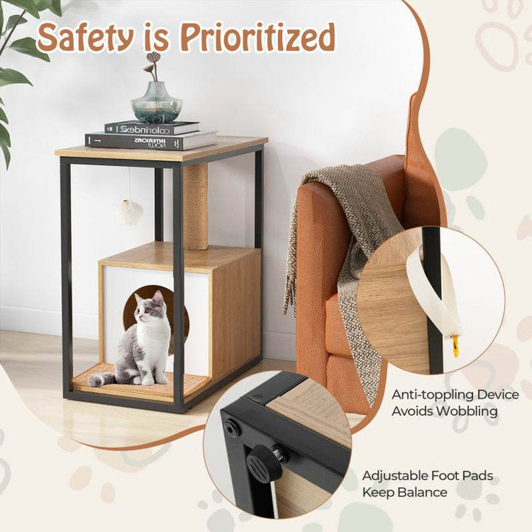 Modern Cat End Table with Scratching Post - The Max & Rex Collection