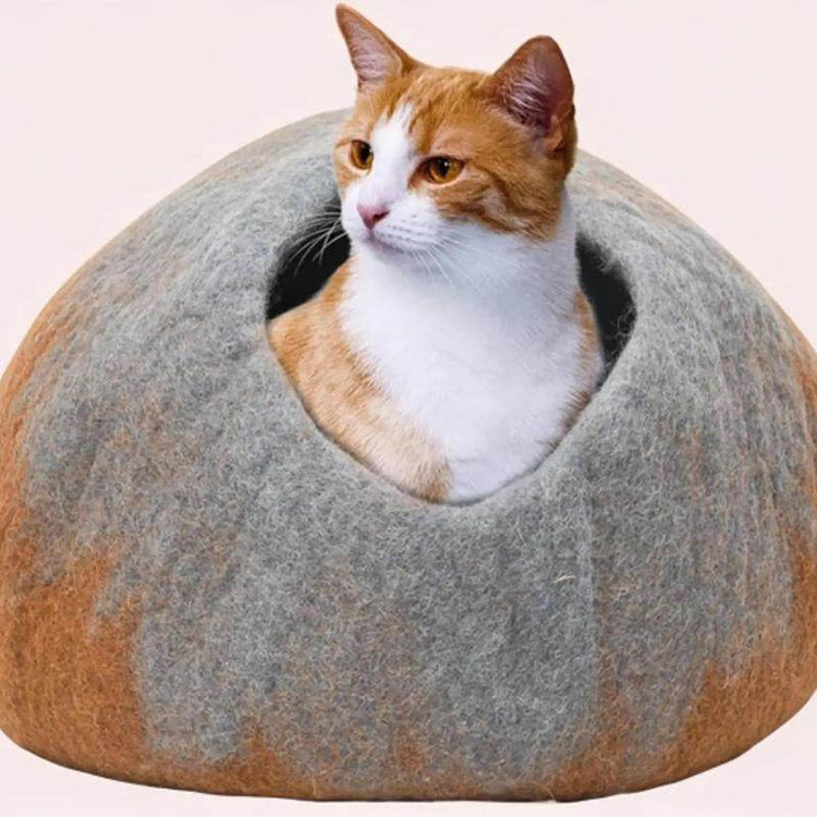 Premium Merino Wool Cat Cave - Handcrafted Felt Cat Bed Made from 100% Pure Merino Wool in Nepal - The Max & Rex Collection