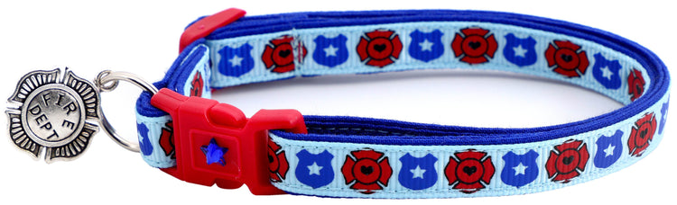 Fire & Police Badges Cat Collar – Breakaway Safety Collar for Cats & Kittens - The Max & Rex Collection