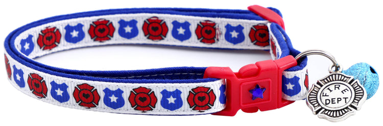 Fire & Police Badges Cat Collar – Breakaway Safety Collar for Cats & Kittens - The Max & Rex Collection