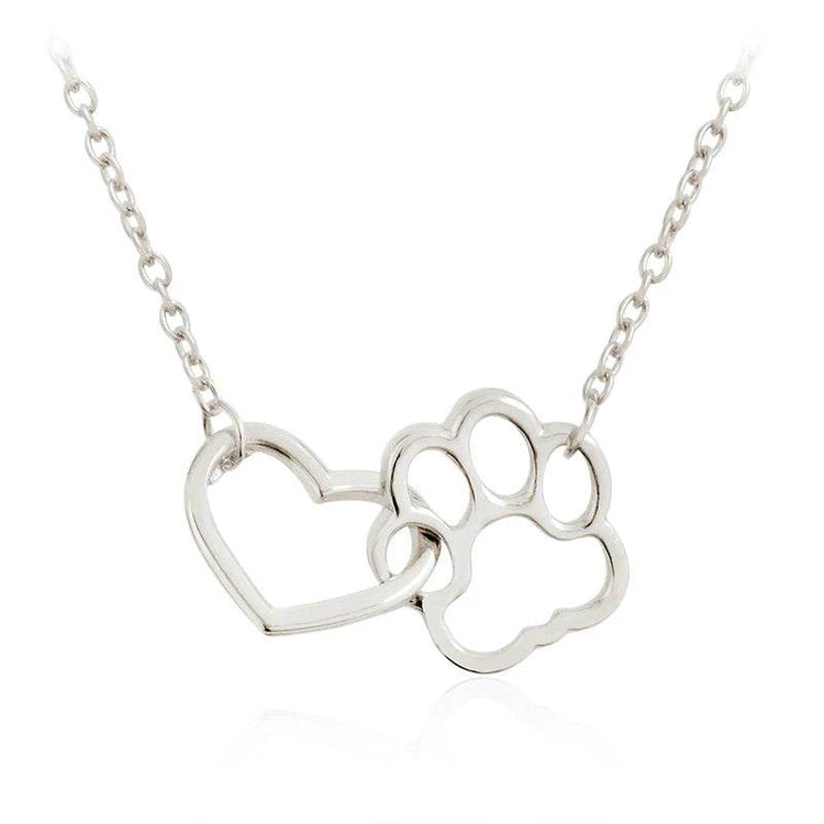 Heart & Dog Paw Charm Necklace Puppy Foot Print Lover Pet Jewelry Best Gifts for Women - The Max & Rex Collection