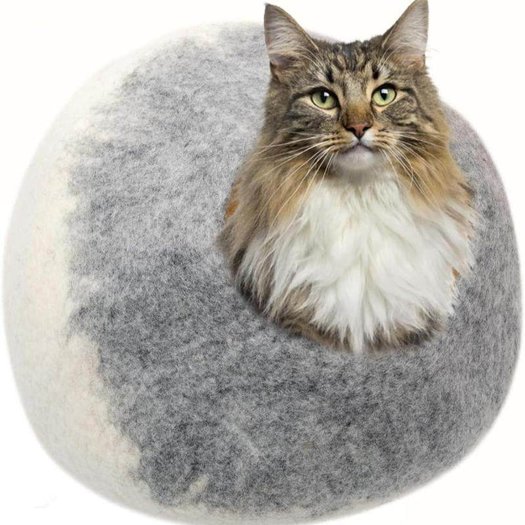 Premium Merino Wool Cat Cave - Handcrafted Felt Cat Bed Made from 100% Pure Merino Wool in Nepal - The Max & Rex Collection