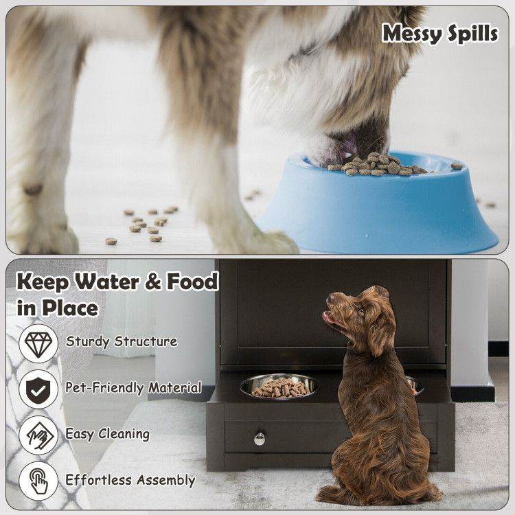 Pet Feeder Station with Stainless Steel Bowls & Storage Cabinet - Elevated Dog Food Station with Pull-Out Drawer | All-in-One Pet Organization - The Max & Rex Collection