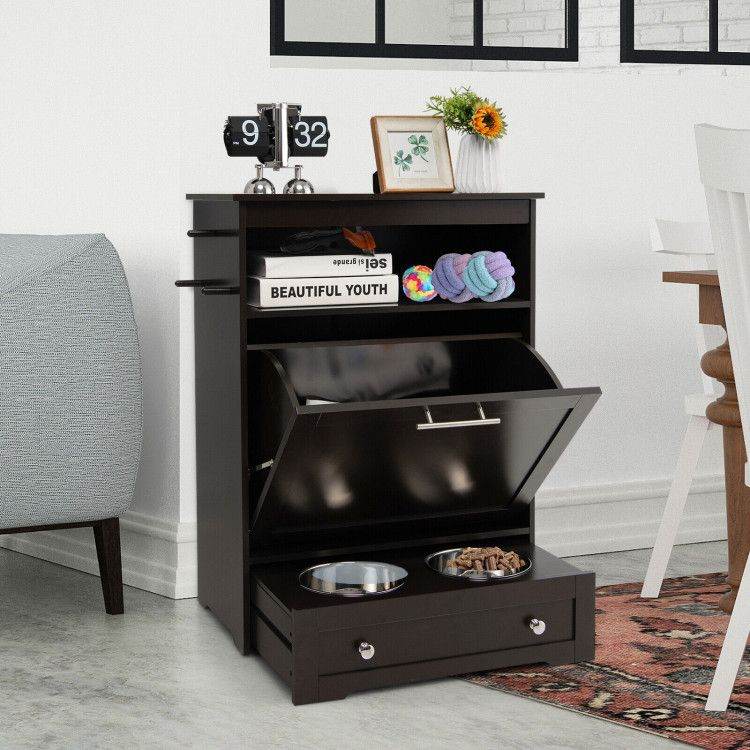 Pet Feeder Station with Stainless Steel Bowls & Storage Cabinet - Elevated Dog Food Station with Pull-Out Drawer | All-in-One Pet Organization - The Max & Rex Collection