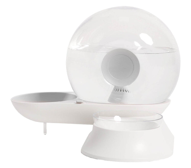 Auto-Myst Automatic Gravity Pet Water Dispenser - 2-in-1 Filtered Water & Food Bowl System with 2.8L Capacity - The Max & Rex Collection