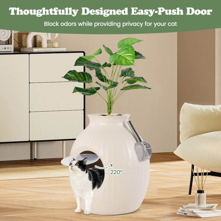 Smart Plant-Inspired Cat Litter Box - High-Tech Hidden Design with Electronic Deodorizer, UV Sterilization & Automatic Odor Control - The Max & Rex Collection