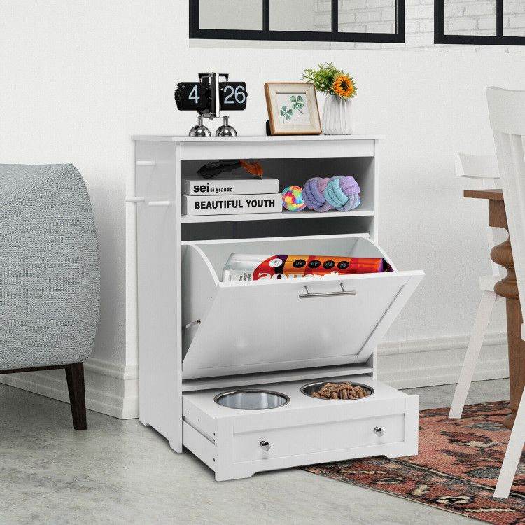 Pet Feeder Station with Stainless Steel Bowls & Storage Cabinet - Elevated Dog Food Station with Pull-Out Drawer | All-in-One Pet Organization - The Max & Rex Collection