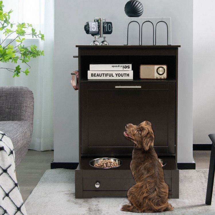 Pet Feeder Station with Stainless Steel Bowls & Storage Cabinet - Elevated Dog Food Station with Pull-Out Drawer | All-in-One Pet Organization - The Max & Rex Collection
