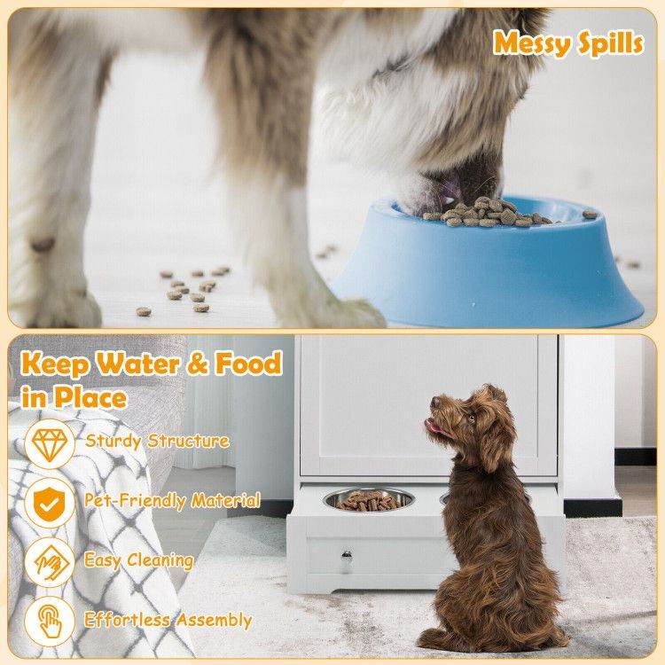 Pet Feeder Station with Stainless Steel Bowls & Storage Cabinet - Elevated Dog Food Station with Pull-Out Drawer | All-in-One Pet Organization - The Max & Rex Collection
