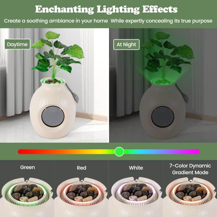 Smart Plant-Inspired Cat Litter Box - High-Tech Hidden Design with Electronic Deodorizer, UV Sterilization & Automatic Odor Control - The Max & Rex Collection