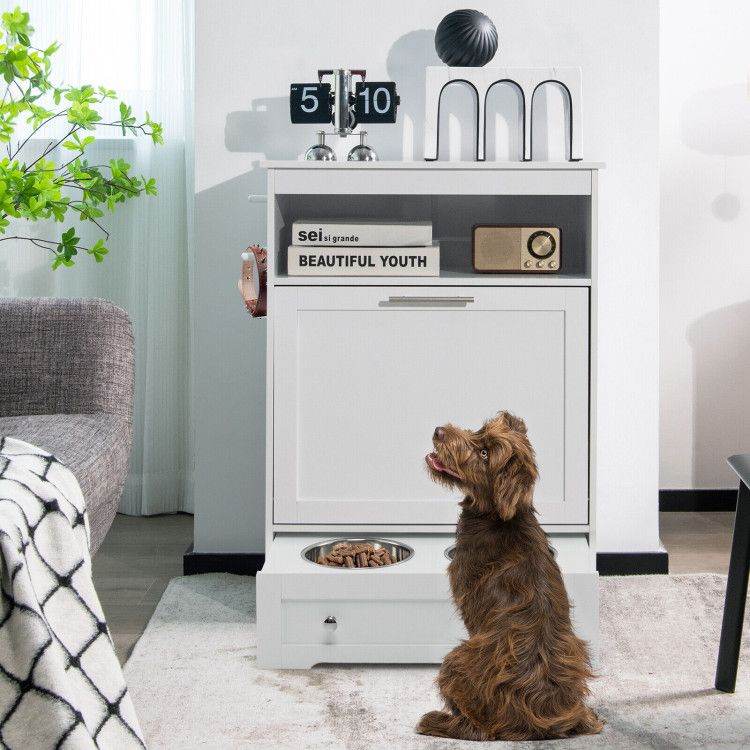 Pet Feeder Station with Stainless Steel Bowls & Storage Cabinet - Elevated Dog Food Station with Pull-Out Drawer | All-in-One Pet Organization - The Max & Rex Collection