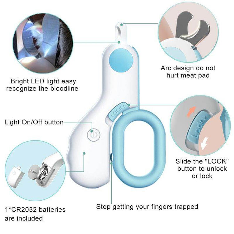 Professional Pet Nail Clippers with LED Light - Stainless Steel Dog Cat Nail Trimmers | Illuminated Precision Grooming Tool - The Max & Rex Collection