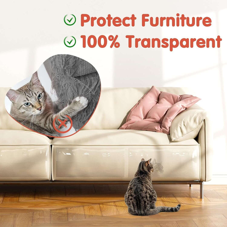 18 Pcs Large Cat Scratch Furniture Protector, Transparent Couch Protector from Cat Claws, Single-Sided Self Adhesive anti Pet Deterrent Sofa Cover, 17In
