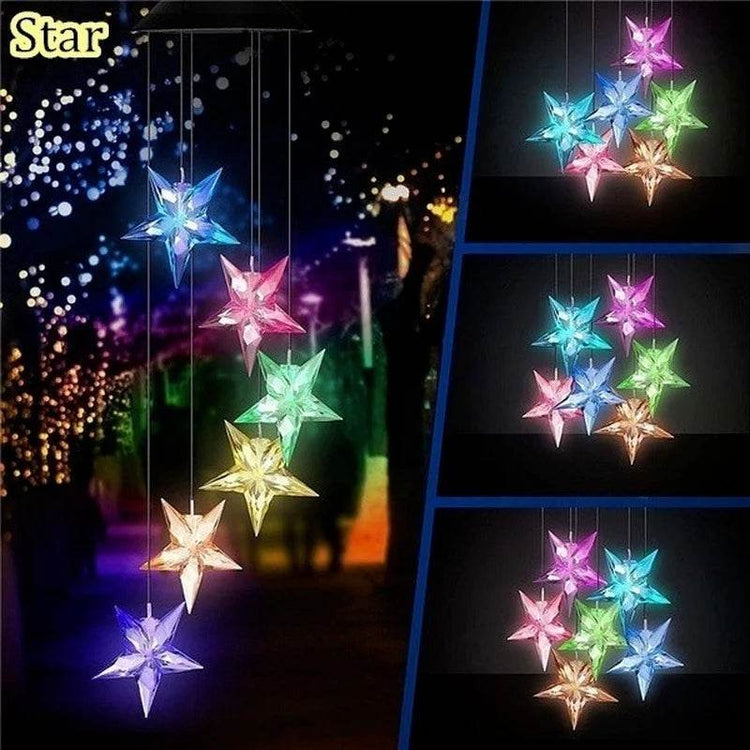 Solar Garden Wind Chime – LED Color-Changing Lights with Crystal Ball & Hummingbird Design - The Max & Rex Collection
