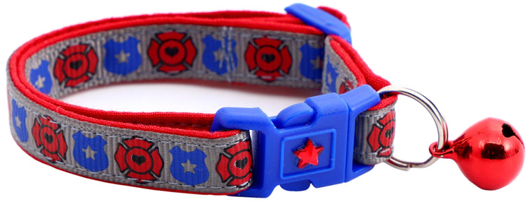 Fire & Police Badges Cat Collar – Breakaway Safety Collar for Cats & Kittens - The Max & Rex Collection